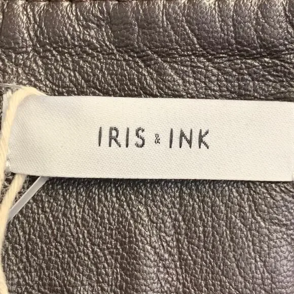 IRIS & INK Size 16 Brown Lambskin Leather A-Line Midi Skirt Skirts